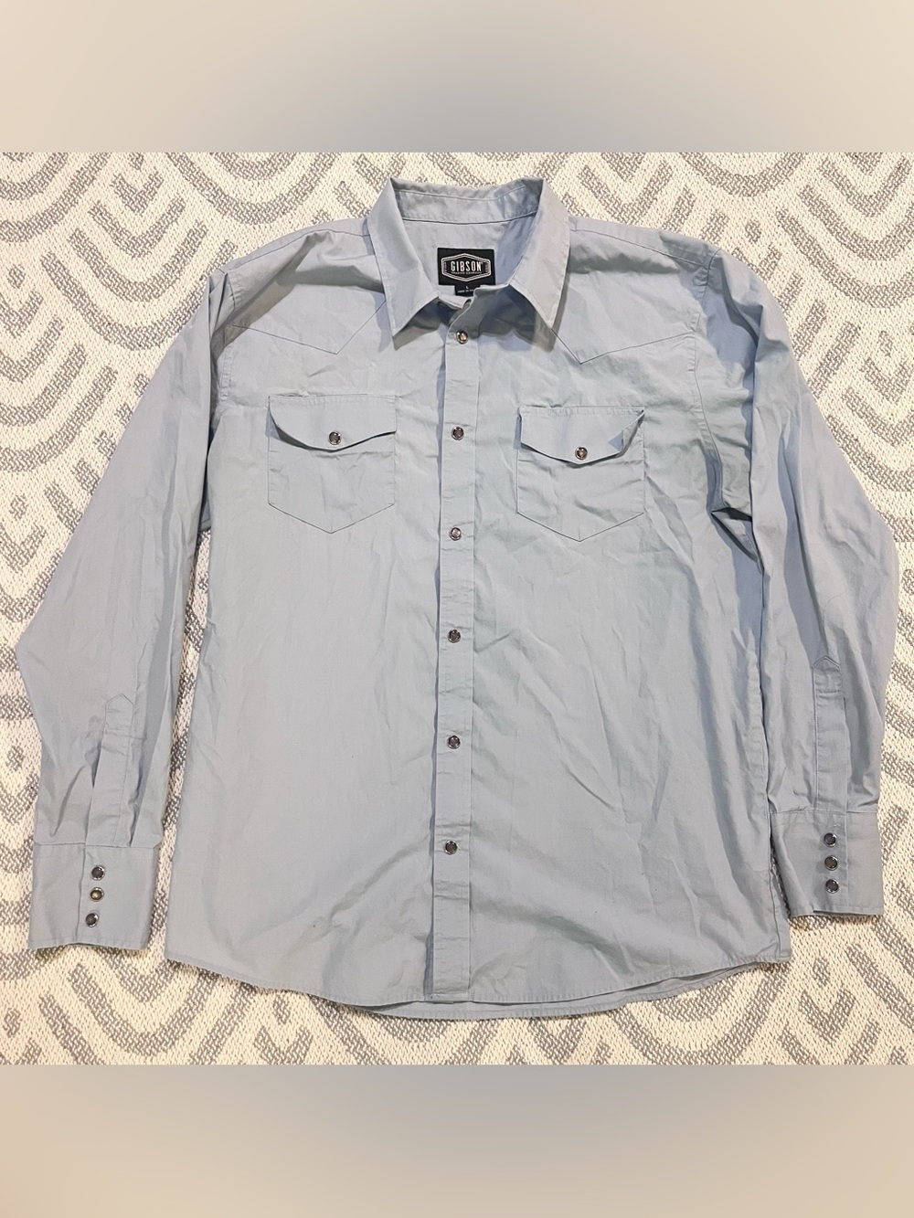 GIBSON Men’s Blue Button Snap Shirt Large